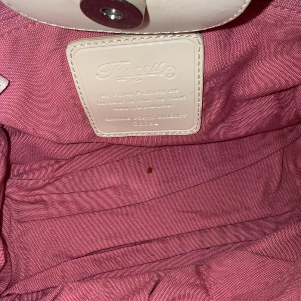 Fossil 90 Y2K Pastel Stripe Canvas Leather Purse Leather Strap Shoulder Bag Tote - Picture 13 of 15
